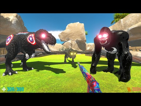 DEATH RUN MOUNTAIN vs SUPER BLACK CAPTAIN AMERICA T-REX - Animal Revolt Battle Simulator