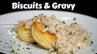 Quick and EASY Biscuits & Gravy | Homemade Biscuit Recipe