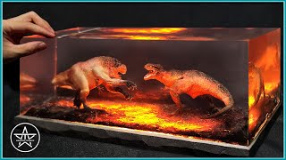 Lava Showdown T Rex vs D Rex | AmazingTrungX DIY Resin Diorama