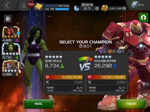 5* She Hulk solos 160k HP AQ Hulkbuster Mini Boss ; Who needs Link Nodes Removed anyways ? Mcoc