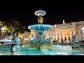 Portugal Walking Tour Lisbon Downtown Night Walk 4K HDR