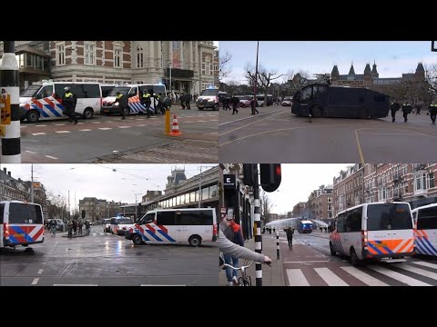 Inzet waterwerper, veel ME en politie ingezet bij demonstratie Museumplein Amsterdam Part 2