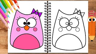How to Draw a Cute Owl | Owl Drawing Easy | Tutorial for Kids & Beginner ( owl )