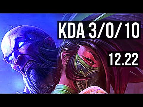 RYZE vs AKALI (MID) | 3/0/10, 66% winrate | KR Diamond | 12.22
