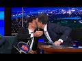 Jimmy Fallon KISSES Stephen Colbert During Late Night Host Crossover