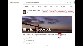 Microsoft Bing Quiz Typo/Error: "Tony" County Instead of "Tiny"