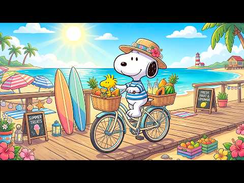 Snoopy’s Cozy Boardwalk Ride 🚲🌊 Warm Summer Jazz & Tropical Vibes for Deep Relaxation 🎶