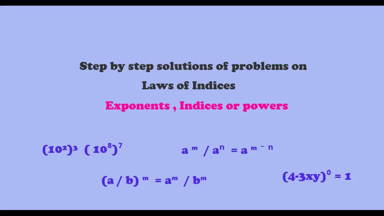 Indices (Exponents) Chapter 1 for 9th class CBSE, ICSE, IB Math