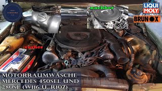 Mycie komory silnika: Mercedes W116 450SEL i R107 280SL