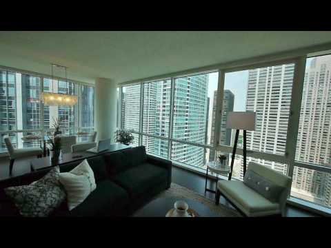 A corner 1-bedroom model at ParkView Condominiums in Streeterville