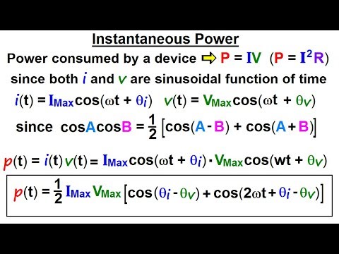 Electrical Engineering Ch 12 AC Power 7 of 38 Calculate the Instantaneous and Average Power