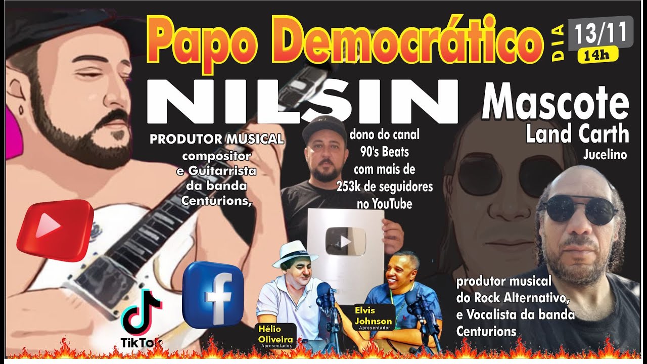 Música  Entrevista com Papo Democrático com Nilsin Produtor Musical Jucelino mais conhecido como Mascote, produtor musical do Rock Alternativo