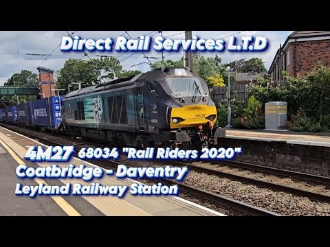 Direct Rail Services 68034 Runs 4M27 Coatbridge To Daventry Int RFT Reception At Leyland WCML