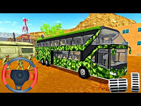 Uphill Offroad Army Bus Driving Military Coach Transporter - Android Fun Gameplay