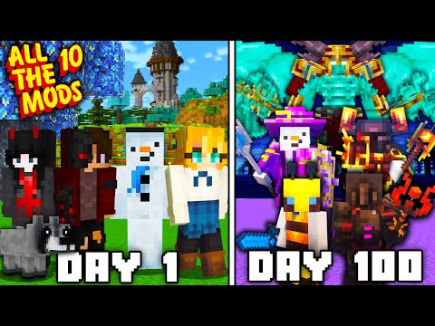 We Spent 100 Days in ALL THE MODS 10 SQUADS in Minecraft