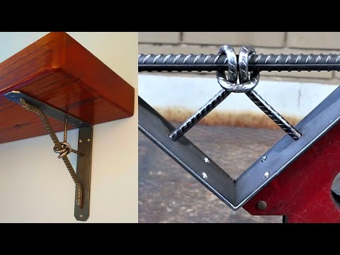 I make an Industrial Style Shelf Bracket, bending Steel Rebar into a knot - MIG Welding Project