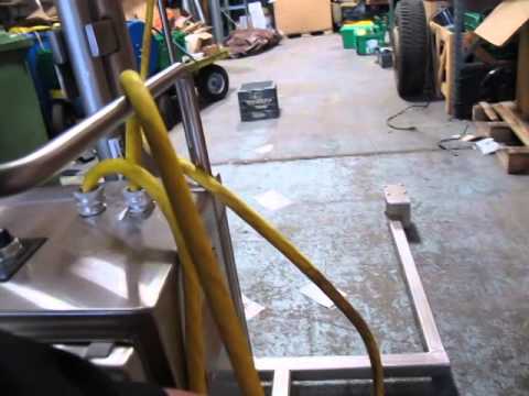 INDCO STAINLESS LAB MIXING STAND & SHARPE MIXERS D-050 51" WIDE 98" MAX HEIGHT