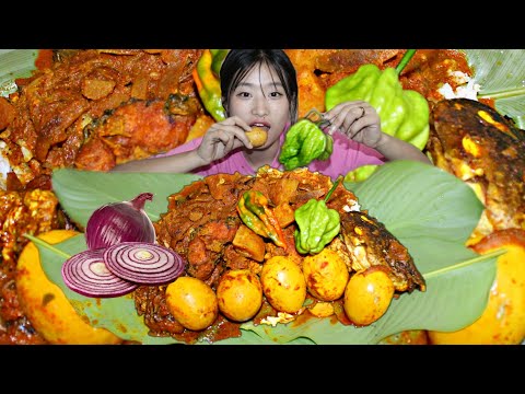 Eating Spicy Masala Fish Curry With Hot King Chilly | Naga Mukbang|