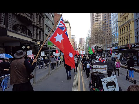 Protesto em Melbourne | Uma breve filmagem de marcha até o Parlamento 2022 (Melbourne, Austrália)