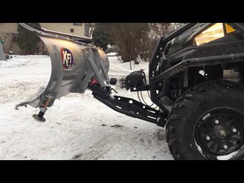 KFi Snow Plow on a Polaris Ranger with Mulit Mount Winch