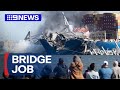 Baltimore bridge collapse demolition | 9 News Australia