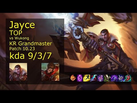 Jayce Top vs Wukong - KR Grandmaster 9/3/7 Patch 10.23 Gameplay // [롤] 제이스 vs 오공 탑