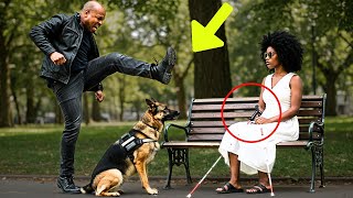 BIKER MOCKED AND KICKED A BLIND WOMAN’S GUIDE DOG, NOT KNOWING IT WAS A RETIRED K9 GERMAN SHEPHERD