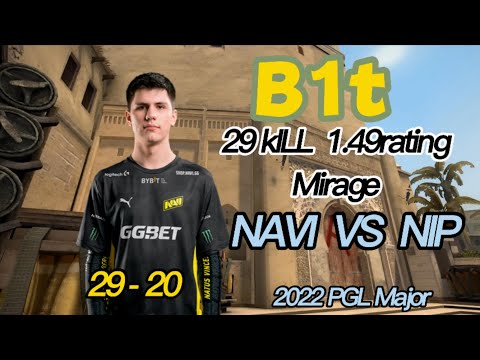 【CSGO POV】NAVI b1t (29-20) vs NIP (mirage) @ PGL MAJOR 2022