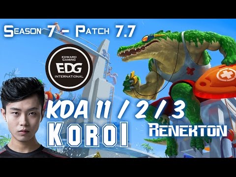 EDG Koro1 RENEKTON vs GRAGAS Top - Patch 7.7 KR Ranked