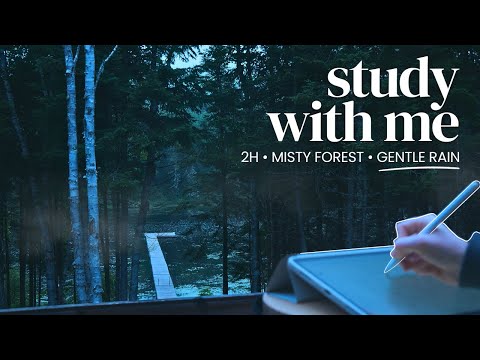 2-HOUR STUDY WITH ME 🌲 in Rainy Forest  | 🌧️ Gentle Rain Sounds | Pomodoro 25-5 | Nature Ambience