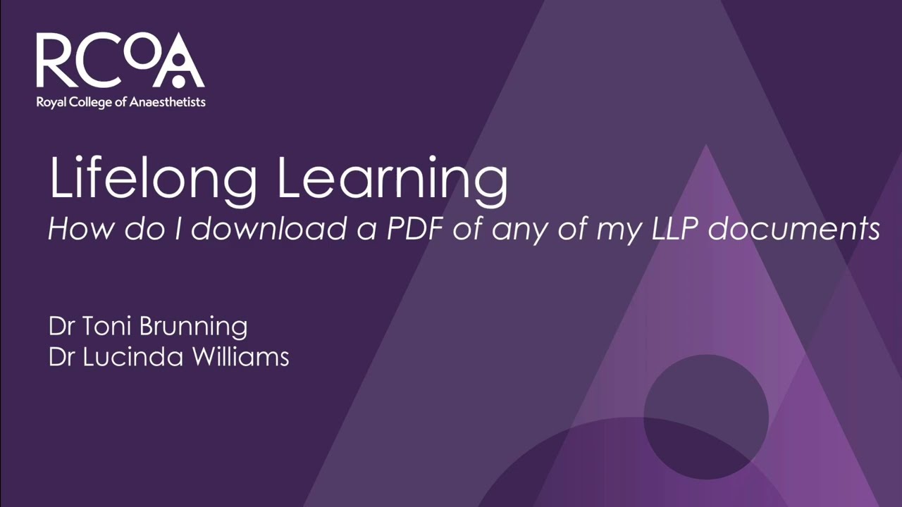 RCoA Lifelong Learning: how to download PDF copies