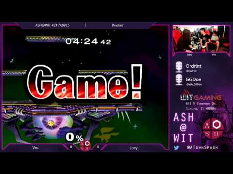 Vro (Peach) vs. Joey (Fox) - Melee Bracket ASH@WIT #23 7/24/15