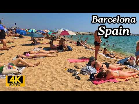Barcelona Spain: Scenic Sandy Walk Along Barcelona Beachfront