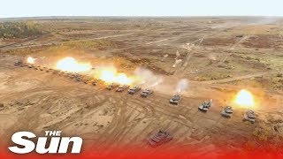 NATO tests a twenty-five tank barrage