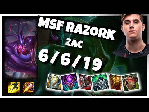 Zac vs Olaf SUNFIRE AEGIS MSF Razork JUNGLE (6/6/19) - v10.24