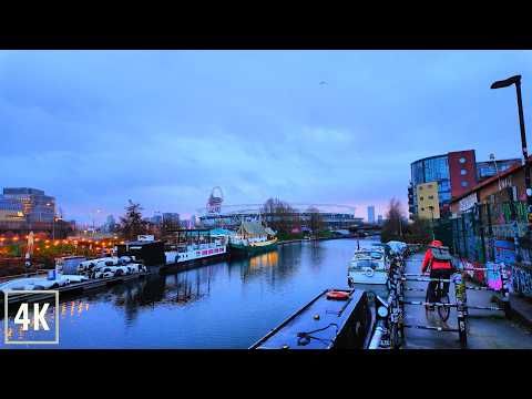 ☔️ Rainy London Walk along Regent's Canal at Sunrise 4K