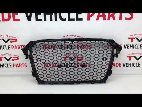 Fits Audi A4 S4 2012-2015 Front Main Grille Gloss Black Honeycomb Sport Badgeless video