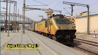 Dangerous Tejas LIVERY WAP 5 Electric Trains Mahabodhi | New Delhi Rajdhani | Wag 9 ICF Train I.R.
