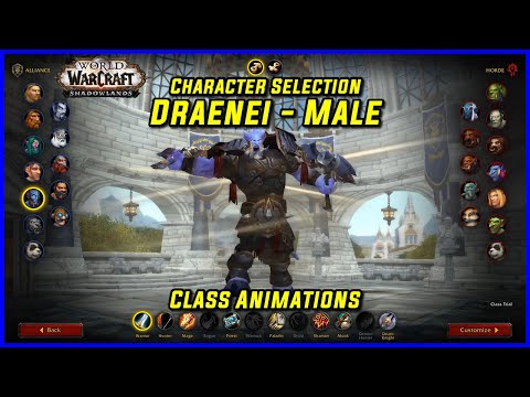 WoW Class Animations - Draenei Male - WoW Shadowlands  Character Creation Screen