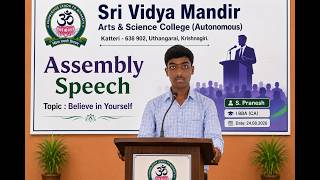 Assembly Speech by S. Pranesh - I BBA (CA)