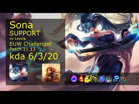 Sona Support & Varus vs Leona & Sivir - EUW Challenger 6/3/20 Patch 11.13 Gameplay