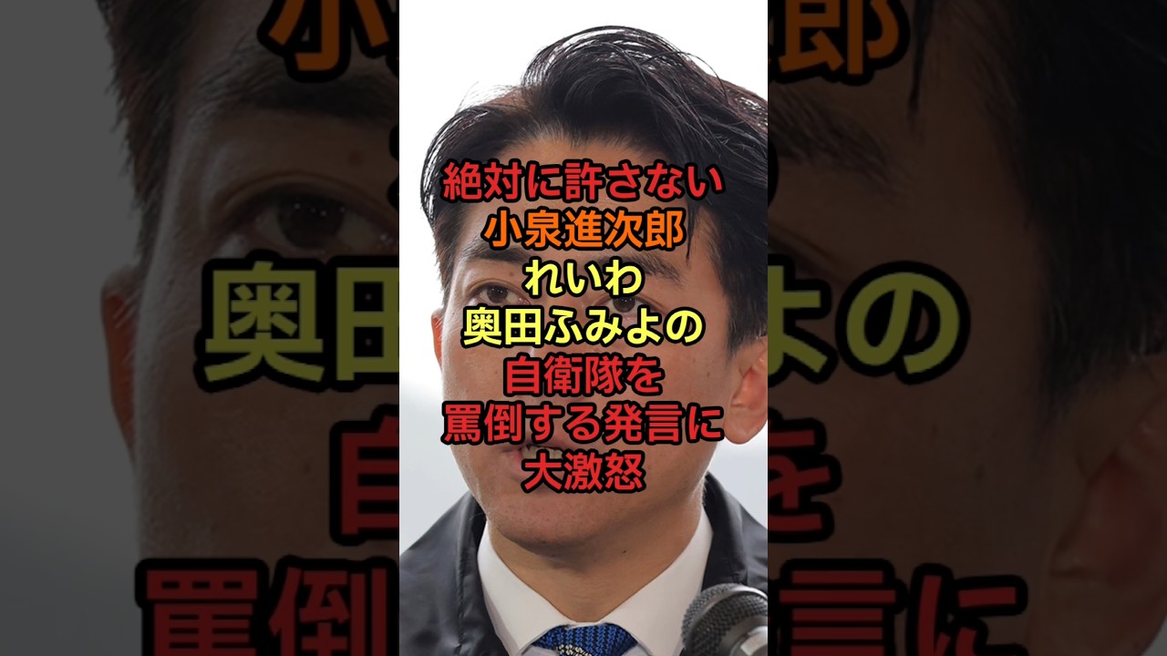 小泉進次郎れいわ奥田ふみよの自衛隊を罵倒する発言に大激怒