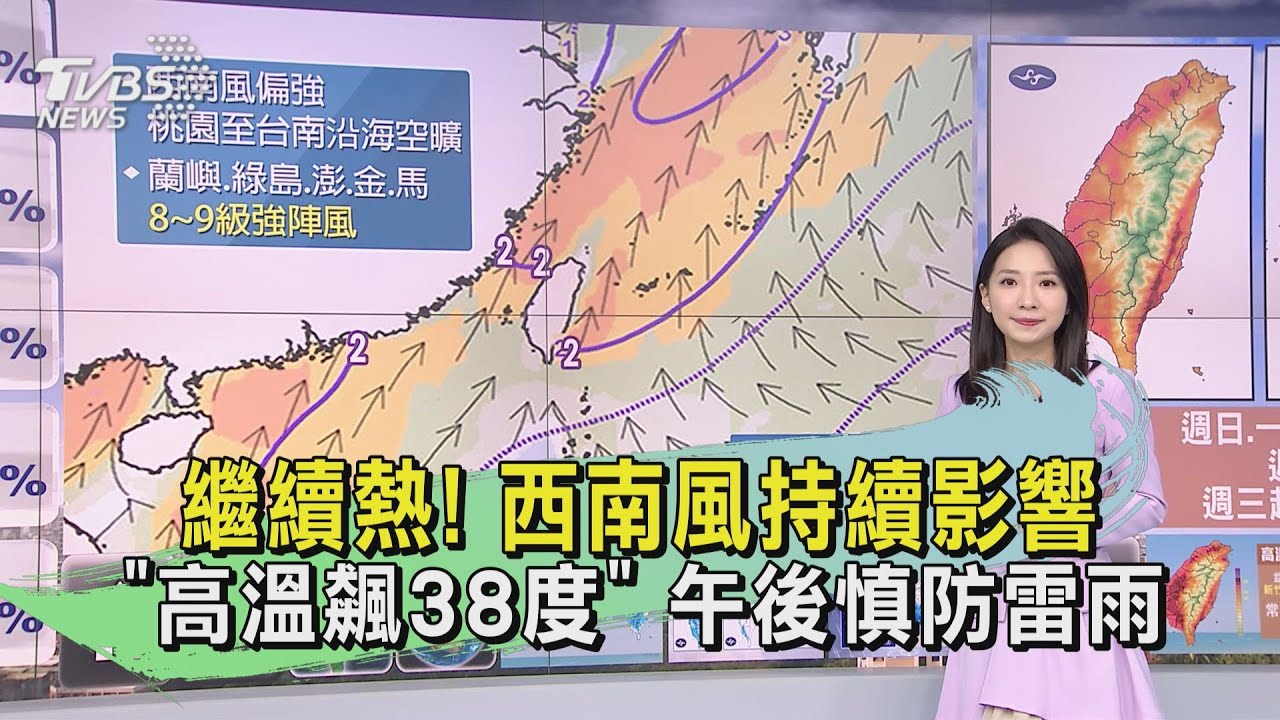繼續熱!西南風持續影響「高溫飆38度」 午後慎防雷雨