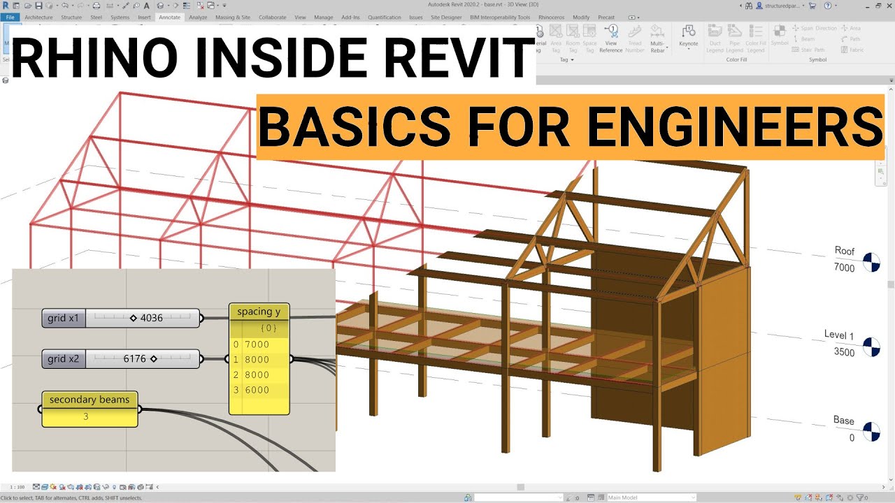 Tutorial: Rhino Inside Revit basics for Engineers. Beams, Columns & Walls to Revit from Grasshopper.