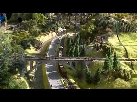 Really detailed model train layout with moving cars