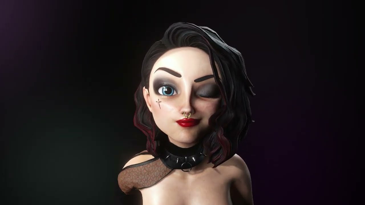 Cartoonish Sexy Goth Girl Lenore 3D Model