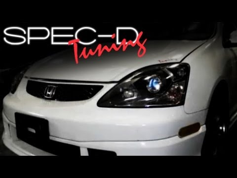 SPECDTUNING INSTALLATION VIDEO:2002-2005 HONDA CIVIC SI PROJECTOR HEADLIGHTS