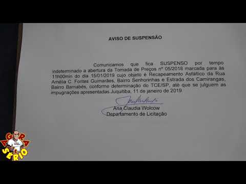 Tribunal de Contas de Sp suspende 4 licitações importantes do Governo Ayres Scorsatto entre elas a Grama sintética do Campão