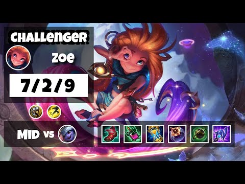 Zoe vs Tristana KOREAN Challenger MID (7/2/9) - v11.8
