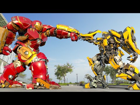 Iron Man vs Bumblebee Robot War at Bumblebee's Birthday